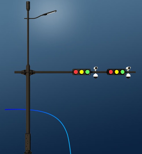 交通信號燈與路燈監控桿共桿合桿